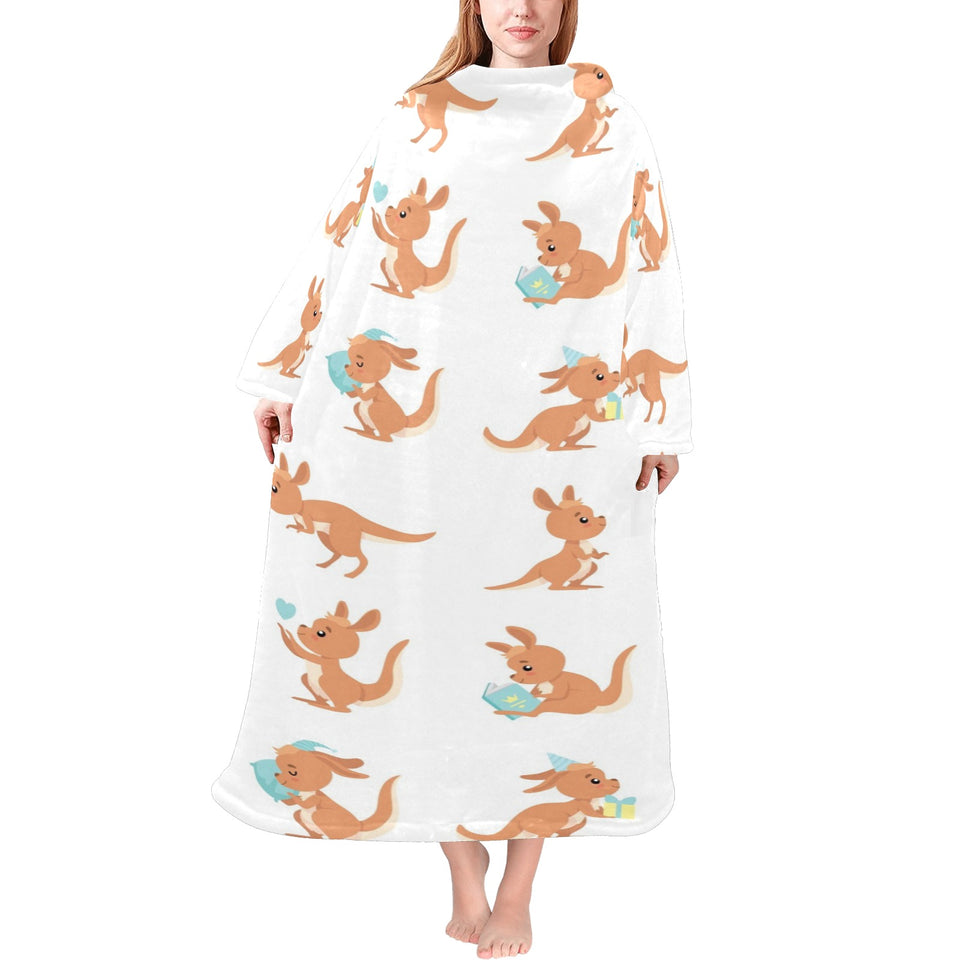 Cute Kangaroo pattern Blanket Robe with Sleeves