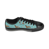 Dachshund decorative background Men's Low Top Canvas Shoes Black