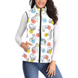 Siberian husky and colorful circle pattern Women's Padded Vest
