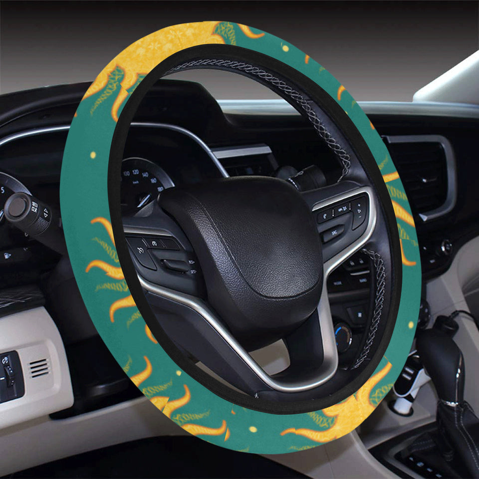 Sun green background Car Steering Wheel Cover