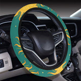 Sun green background Car Steering Wheel Cover