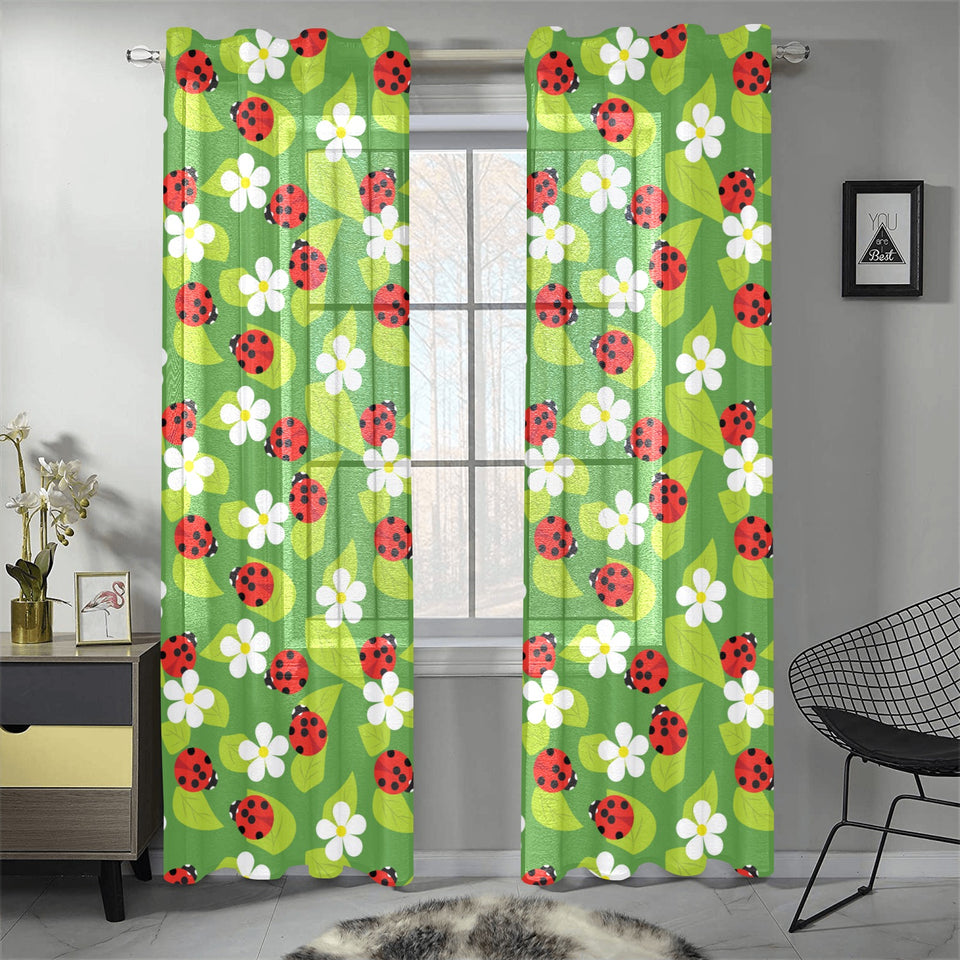 Ladybug Pattern Print Design 01 Gauze Curtain