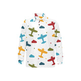 Airplane star cloud colorful Men's Long Sleeve Polo Shirt