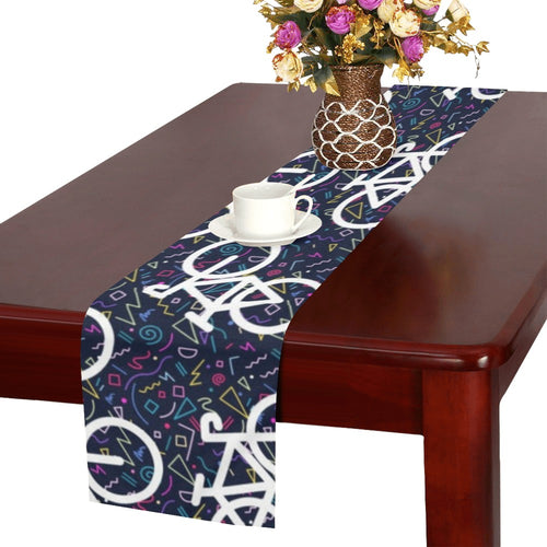 Bicycle Pattern Print Design 03 Table Runner