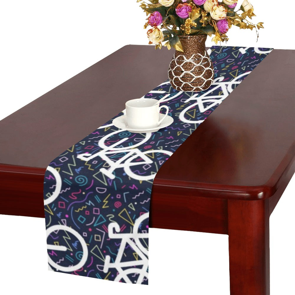 Bicycle Pattern Print Design 03 Table Runner