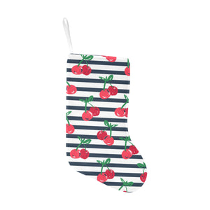 Hand drawn cherry pattern striped background Christmas Stocking
