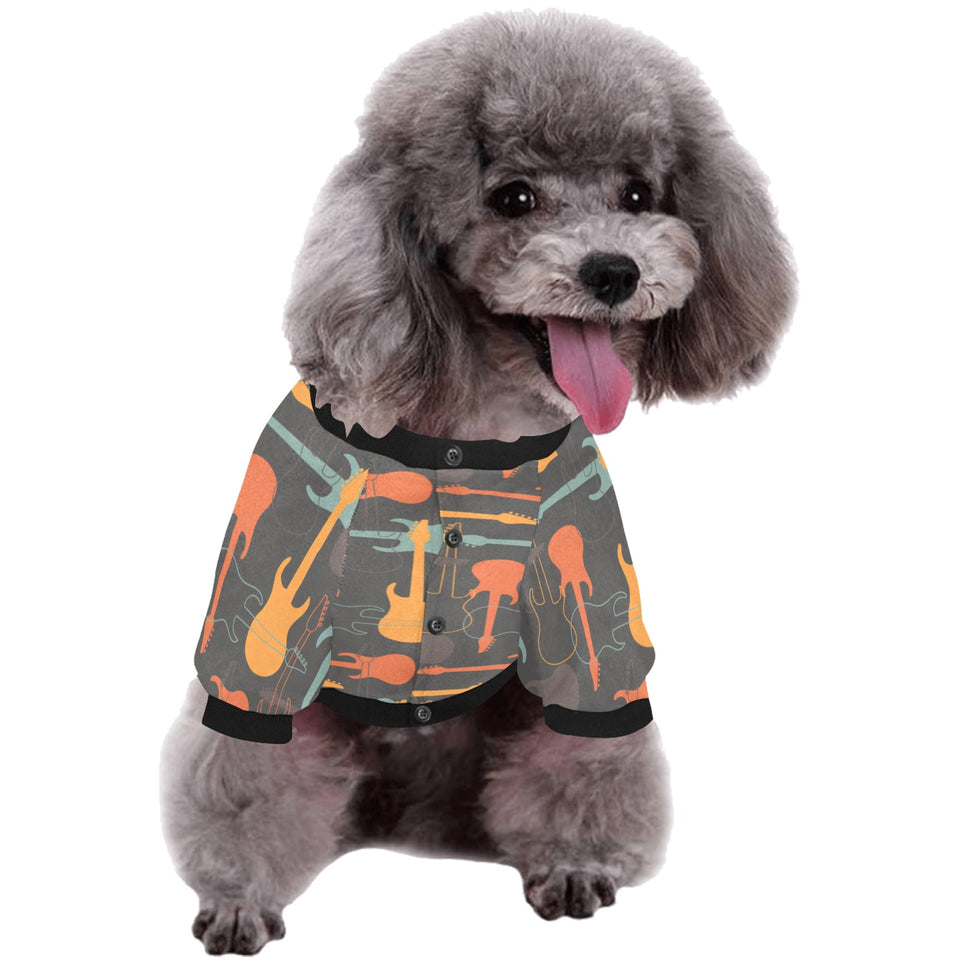 electric guitars pattern All Over Print Pet Dog Round Neck Fuzzy Shirt