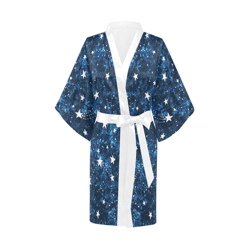 Night sky star pattern Women's Short Kimono Robe