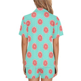 Grapefruit green background Women's V-Neck Short Pajama Set