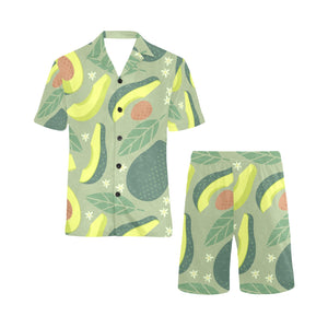 Avocado pattern Men's V-Neck Short Pajama Set