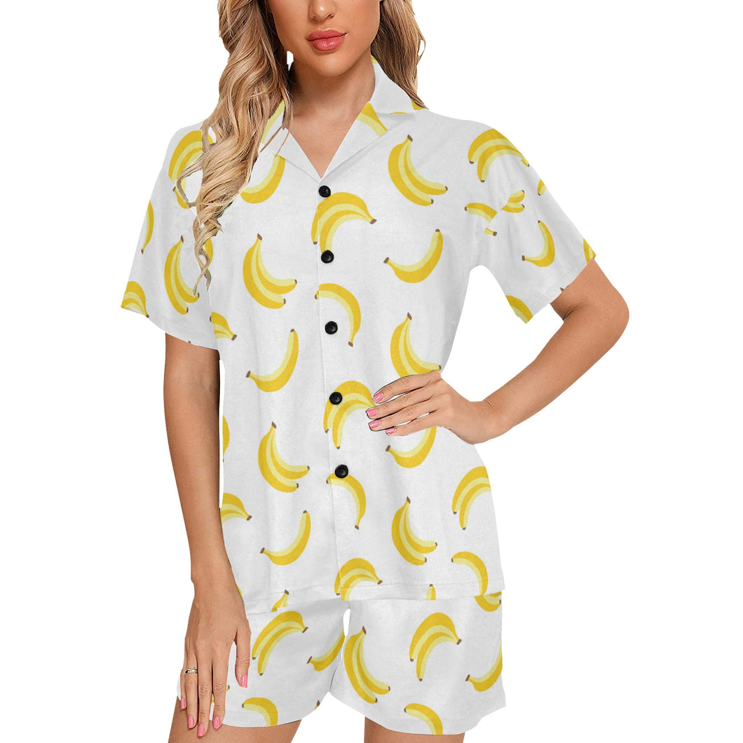Banana pattern Women's V-Neck Short Pajama Set