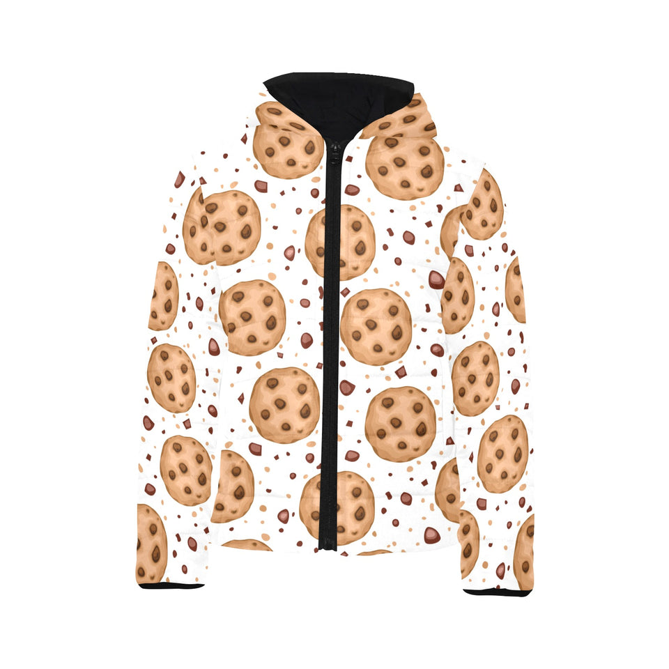 chocolate chip cookie pattern Kids' Boys' Girls' Padded Hooded Jacket