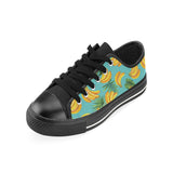 Banana Palm Leaves pattern background Men's Low Top Canvas Shoes Black