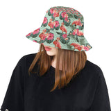 Beautiful flamingo tropical palm leaves hibiscus p Unisex Bucket Hat