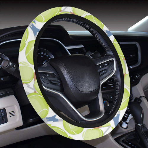 Tennis Pattern Print Design 01 Car Steering Wheel Cover