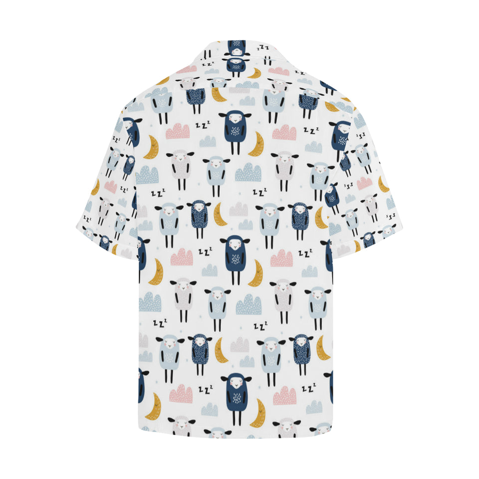 Cute sleeping sheep moon cloud pattern Men's All Over Print Hawaiian Shirt