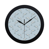 Dolphin blue striped background Elegant Black Wall Clock