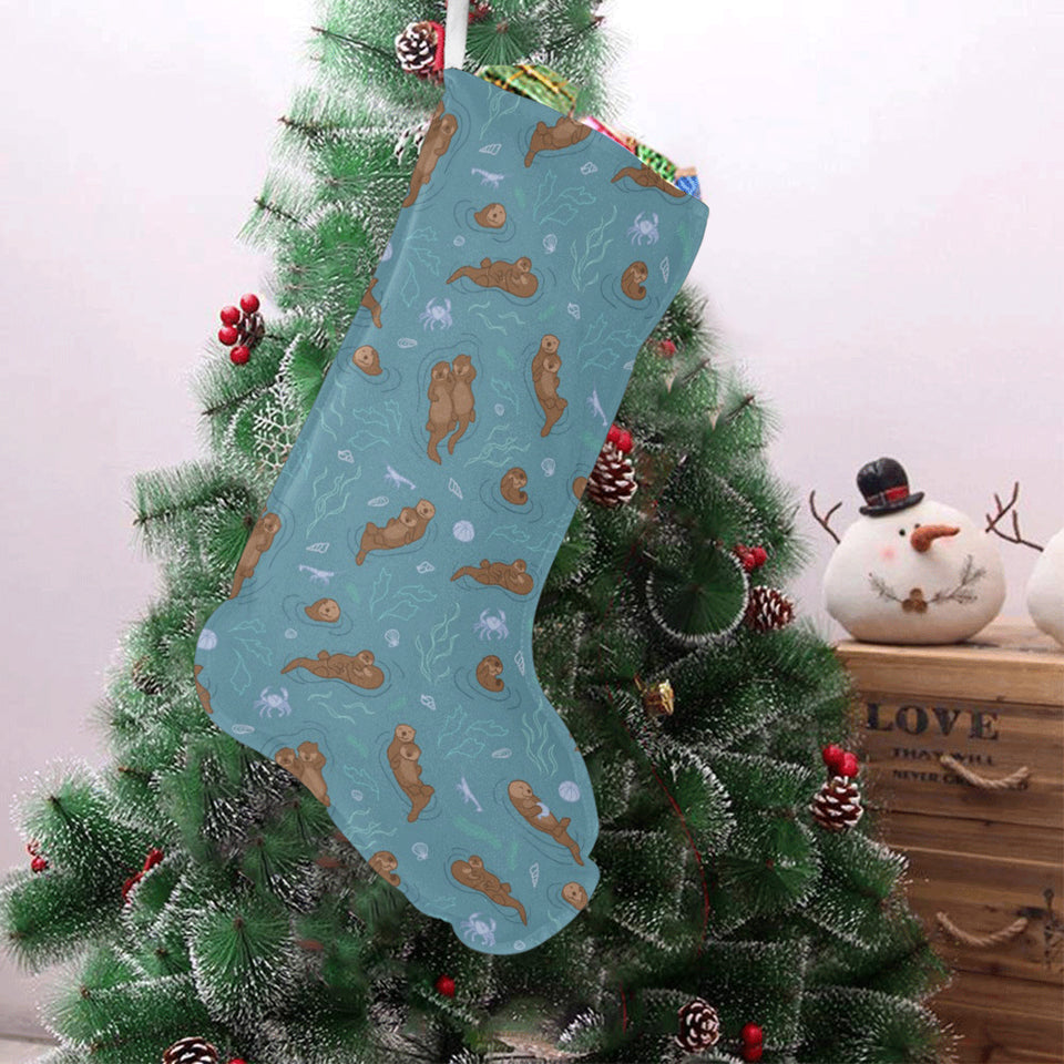 Sea otters pattern Christmas Stocking