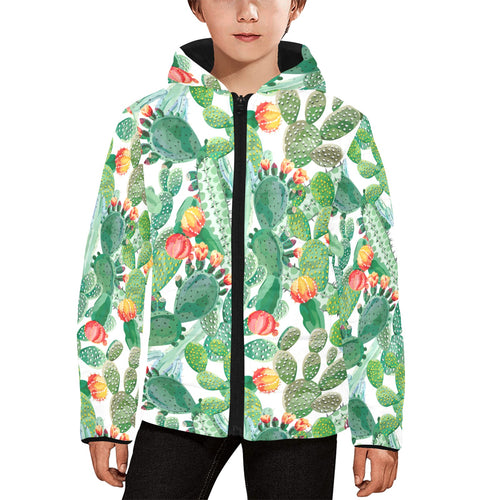 Cactus design pattern copy Kids' Boys' Girls' Padded Hooded Jacket