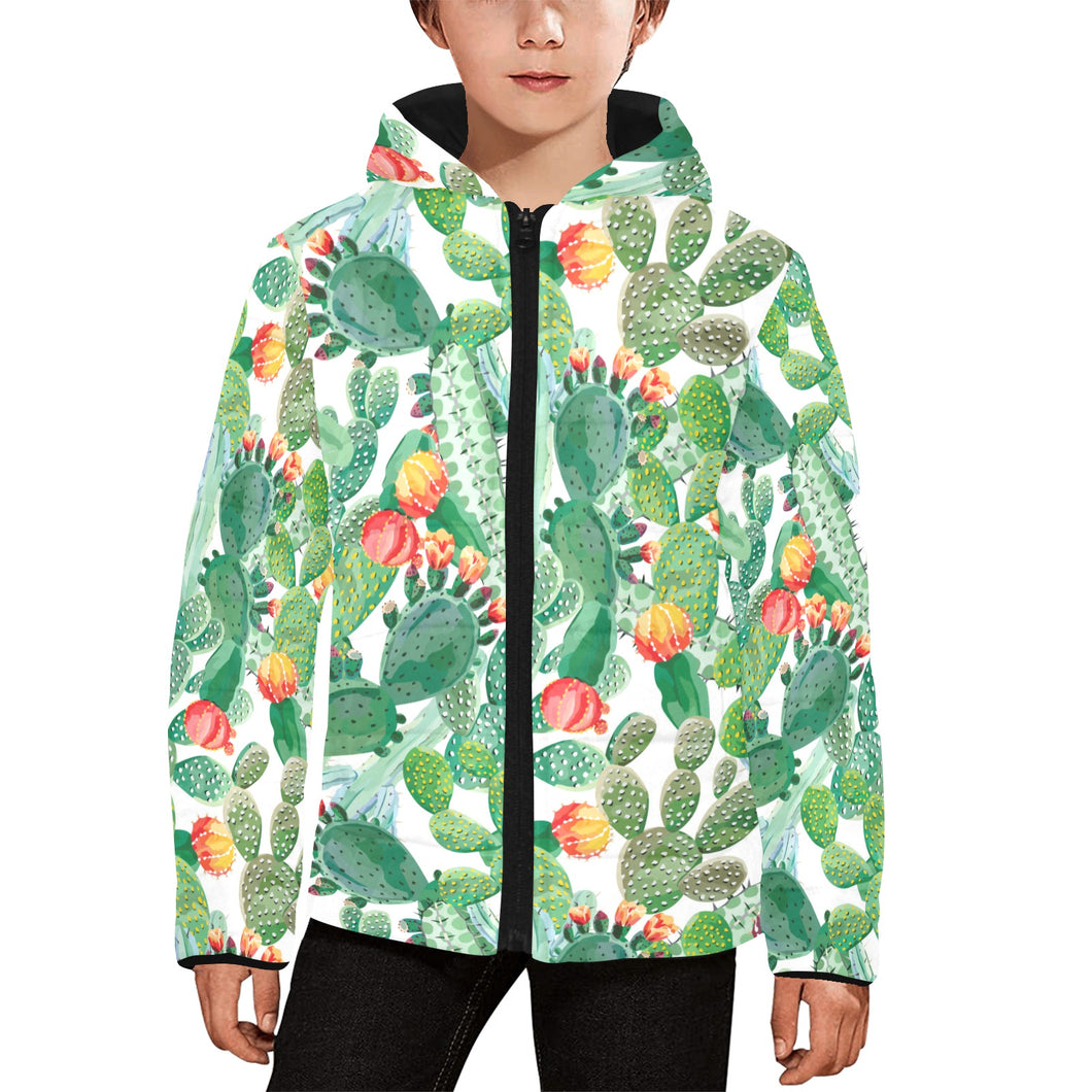 Cactus design pattern copy Kids' Boys' Girls' Padded Hooded Jacket