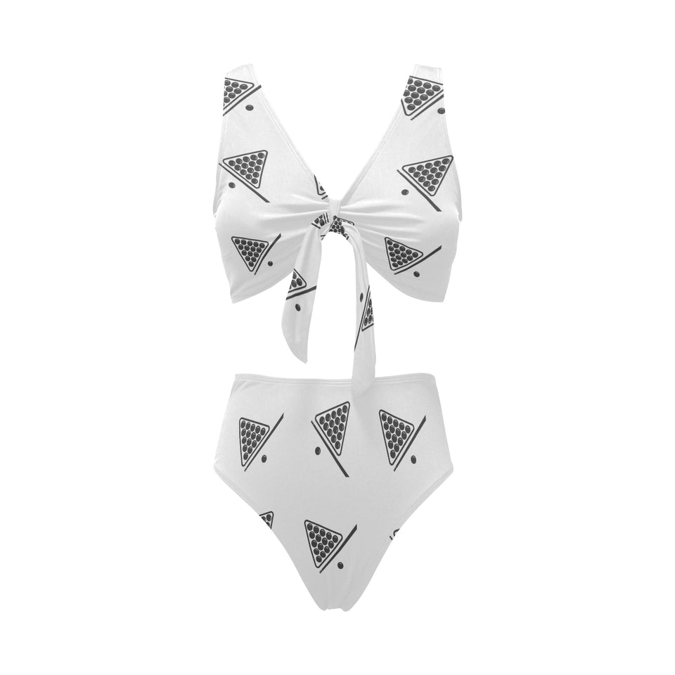 Billiard Ball Pattern Print Design 03 Chest Bowknot High Waisted Bikini Swimsuit