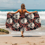 Red snake skull pattern Beach Towel