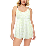 Cucumber pattern background Chest Sexy Pleated Two Piece Swim Dress