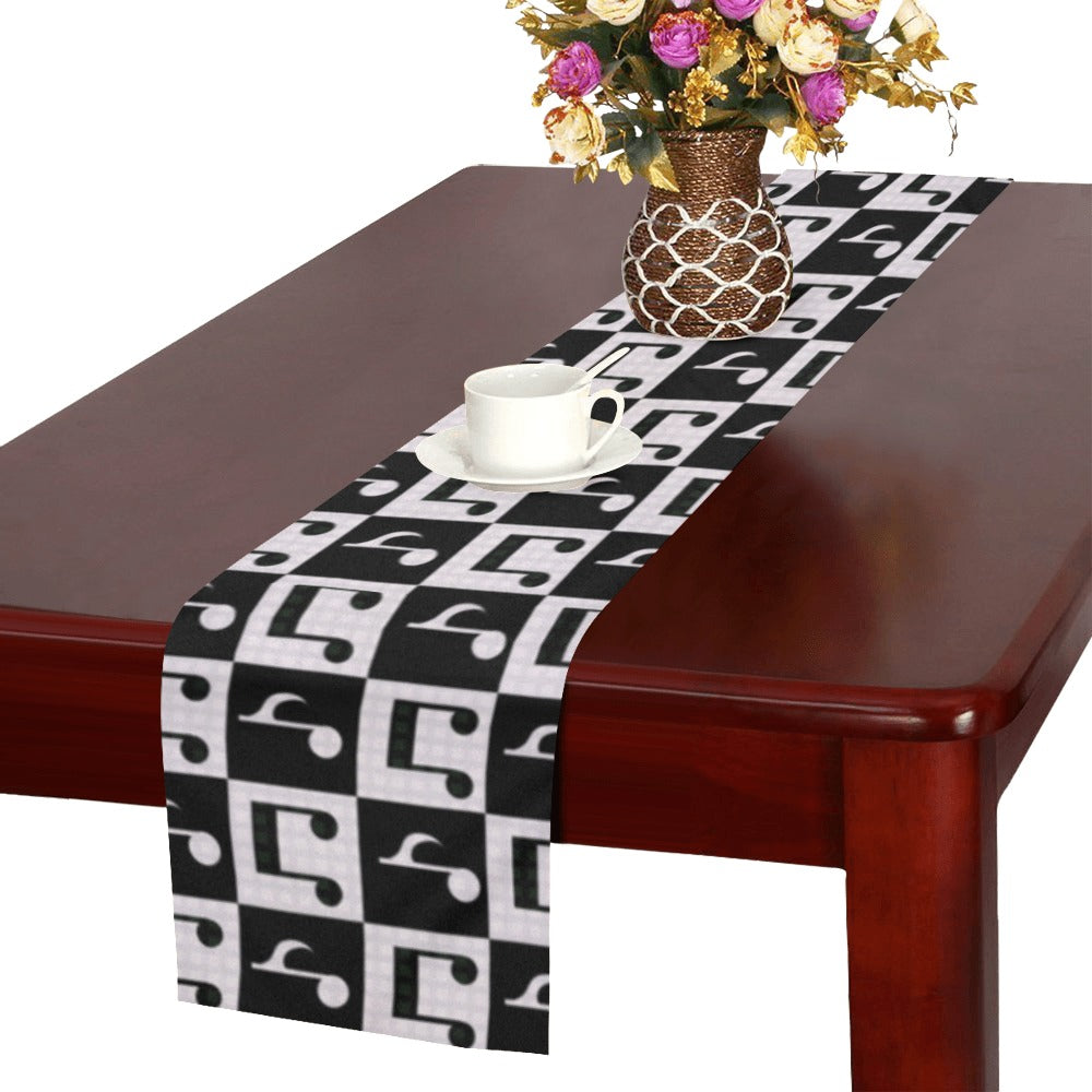 Music Notes Pattern Print Design 01 Table Runner