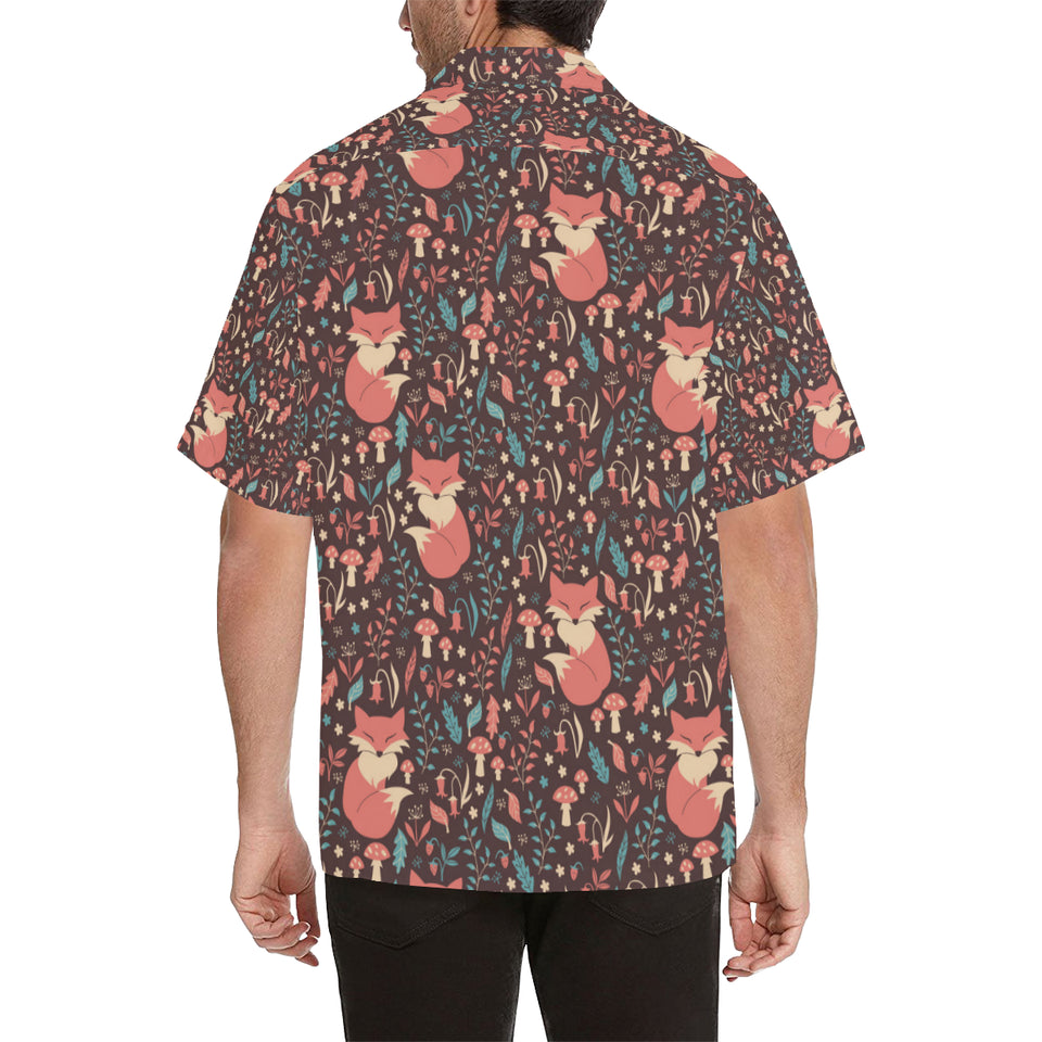 fox leaves mushroom pattern Men's All Over Print Hawaiian Shirt