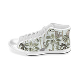 Monkey sloth lemur palm trees pattern Men's High Top Canvas Shoes White