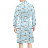 Swordfish Pattern Print Design 01 Men's Long Sleeve Belted Night Robe