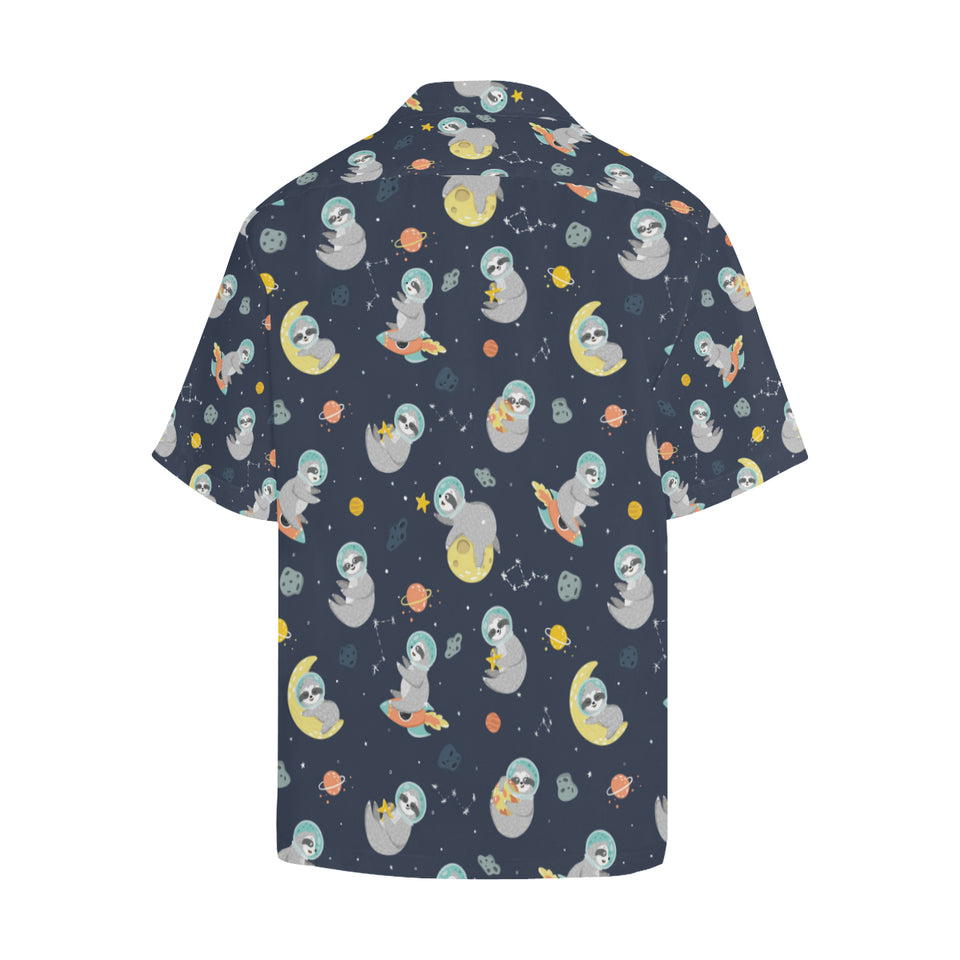 Cute sloth astronaut star planet rocket pattern Men's All Over Print Hawaiian Shirt