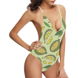 Durian leaves pattern background Women's One-Piece Swimsuit