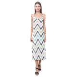 zigzag  chevron paint pattern V-Neck Open Fork Long Dress