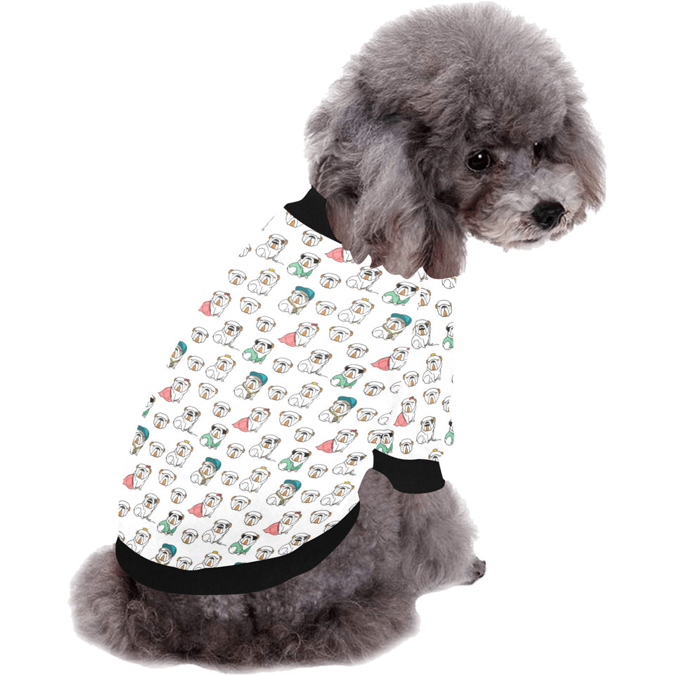 English Bulldog Pattern Print Design 03 All Over Print Pet Dog Round Neck Fuzzy Shirt