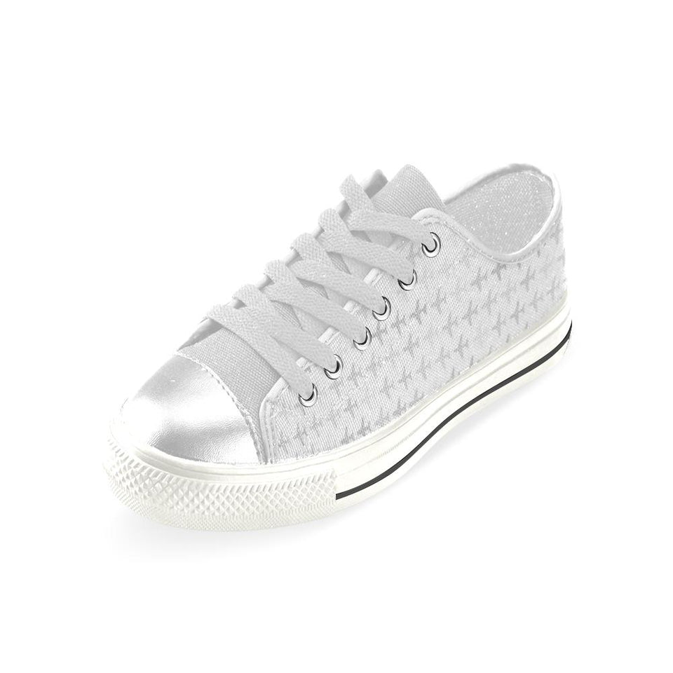 Airplane print pattern Kids' Boys' Girls' Low Top Canvas Shoes White