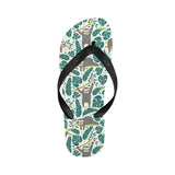 Cute sloths tropical palm leaves white background Unisex Flip Flops