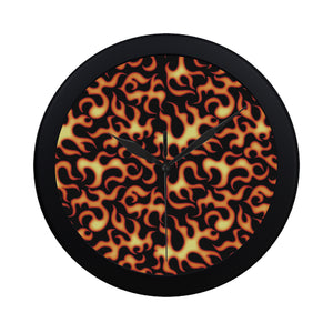 Fire flame dark pattern Elegant Black Wall Clock