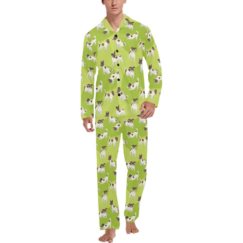 Jack Russel Pattern Print Design 01 Men's Long Pajama Set