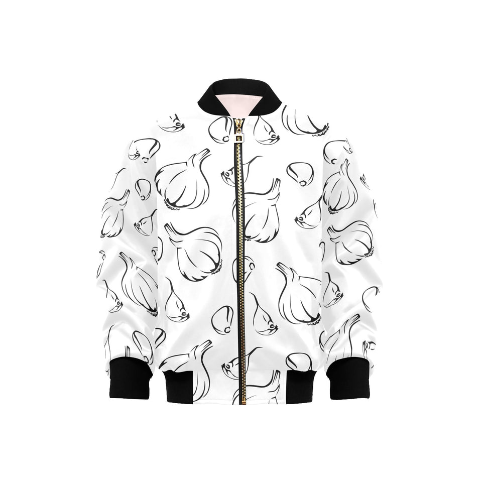 Garlic pattern black white Kids' Boys' Girls' Bomber Jacket