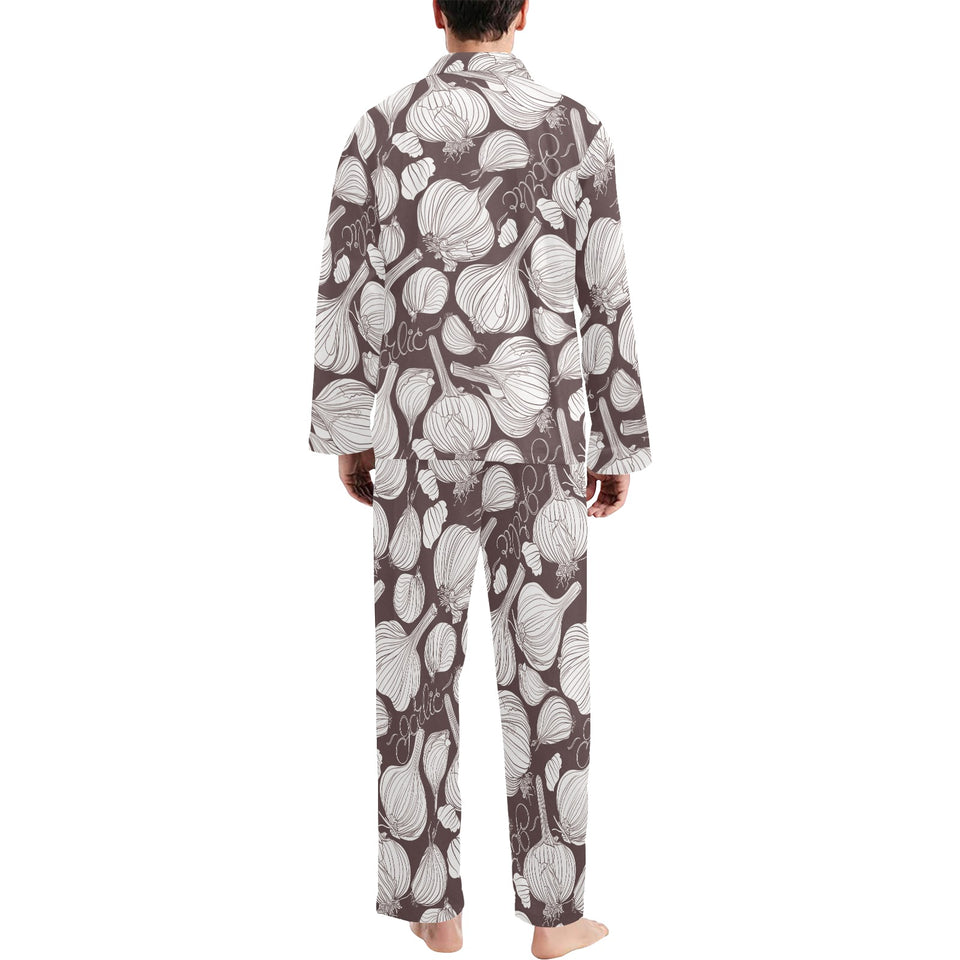 Garlic bulb dark background Men's Long Pajama Set