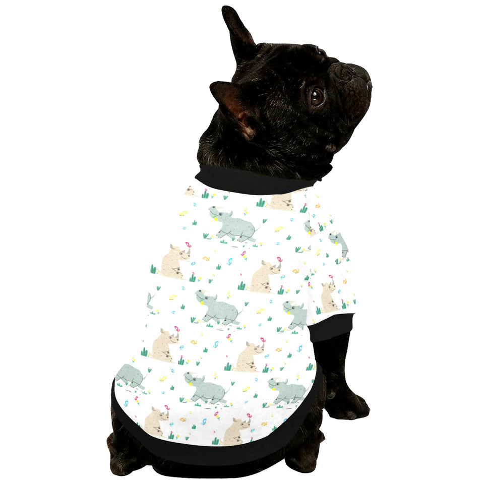 Cute Rhino pattern All Over Print Pet Dog Round Neck Fuzzy Shirt