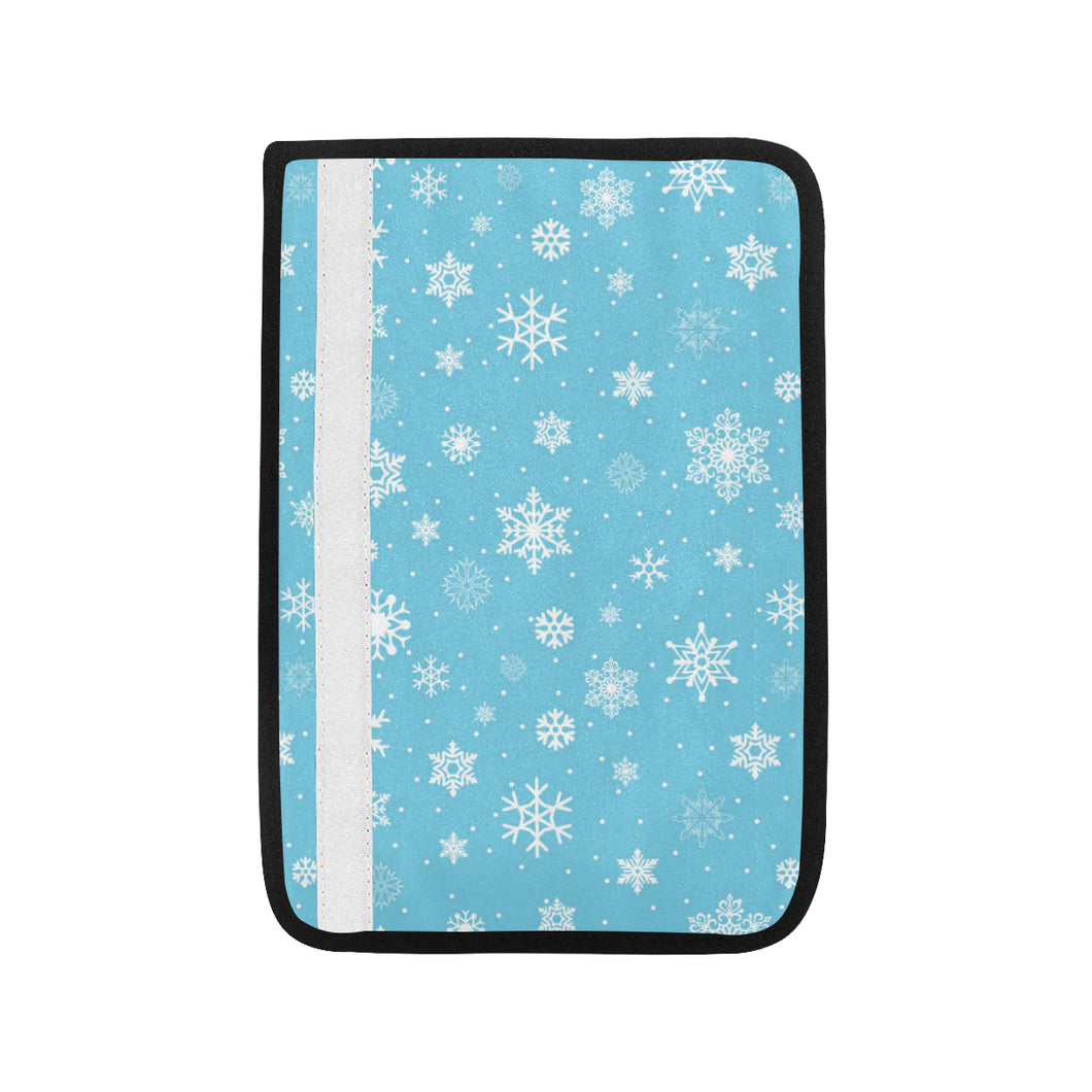 Snowflake pattern blue background Car Seat Belt Cover