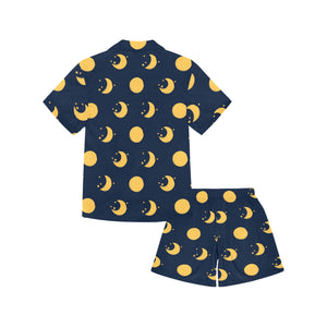 Moon star pattern Kids' Boys' Girls' V-Neck Short Pajama Set