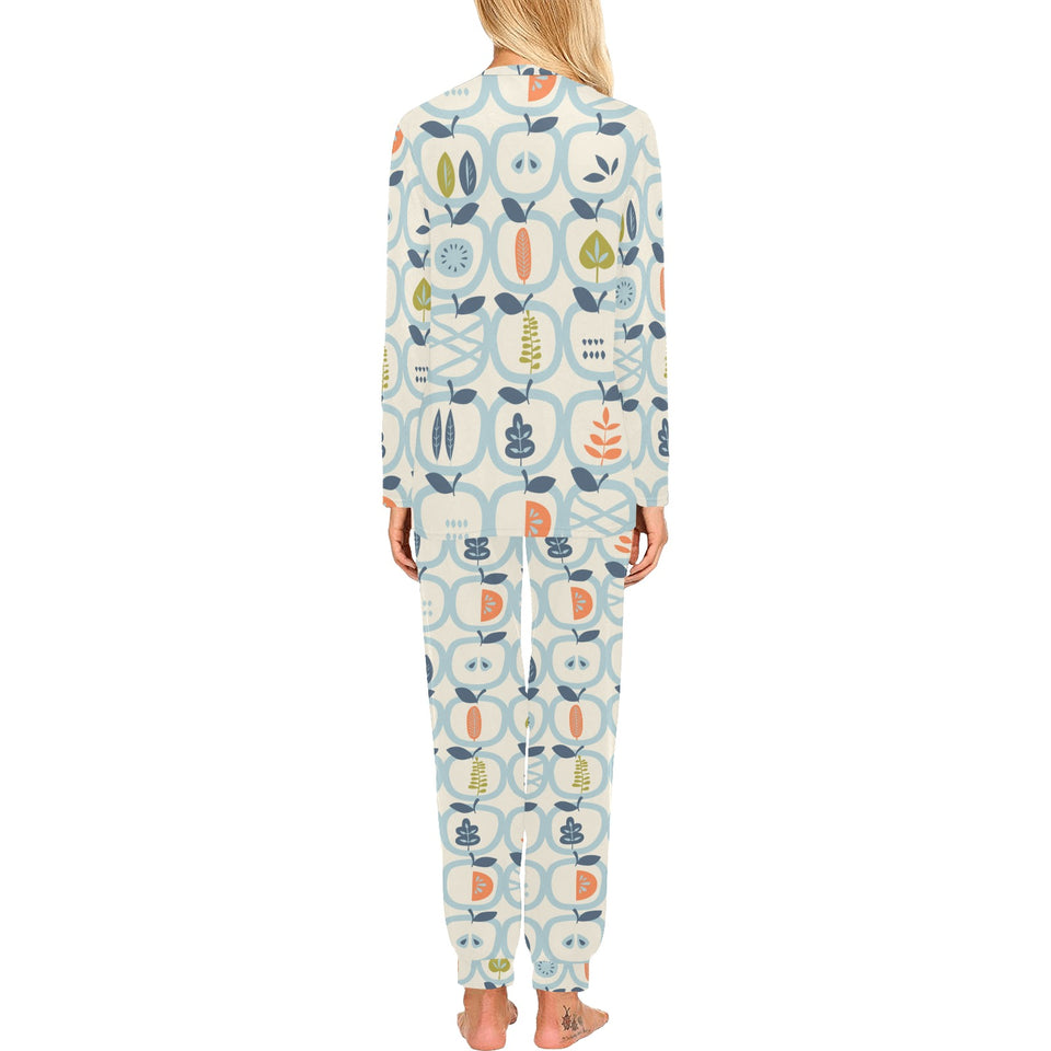 apples leaves pattern Women's All Over Print Pajama Set