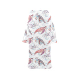 Watercolor sea turtle jellyfish pattern Blanket Robe with Sleeves