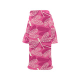 Beautiful dragonfly pink background Blanket Robe with Sleeves