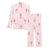 Poodle dog pink color theme Women's Long Pajama Set