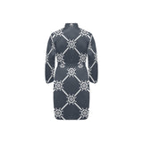 nautical steering wheel rope pattern Men's Long Sleeve Belted Night Robe