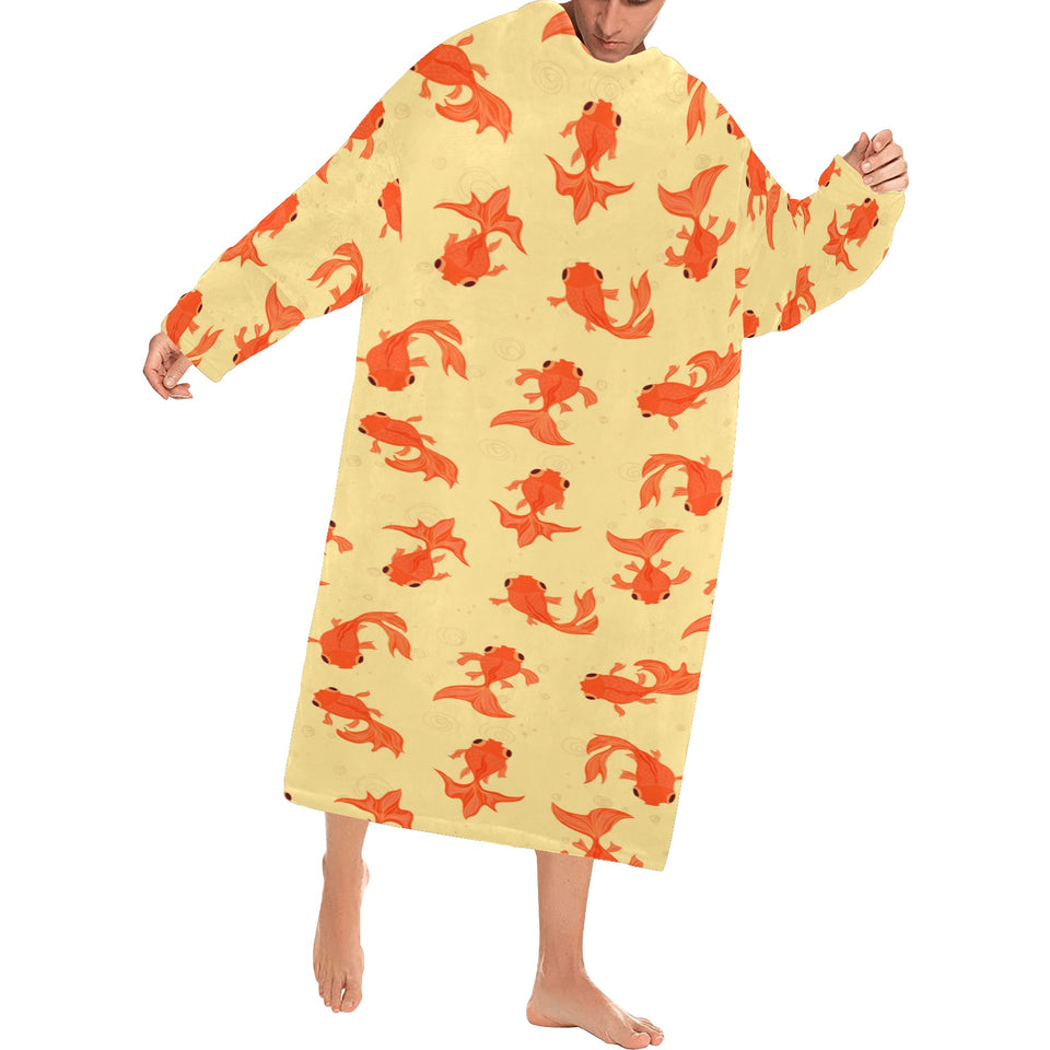 Goldfish Pattern Print Design 02 Blanket Robe with Sleeves